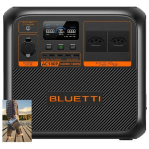 Bluetti Ac180p Estação De Energia Portátil Gerador Solar 1800w 2700w Pico 1440wh Tomada Br 127v Monofásico